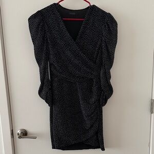 All Saints Black and White Polka Dot Long Sleeve Dress